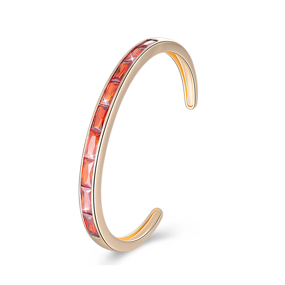 Swarovski Elements Emerald Cut Open Bangle - Orange