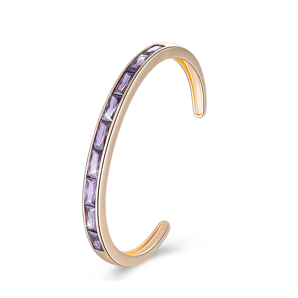 Swarovski Elements Emerald Cut Open Bangle - Purple