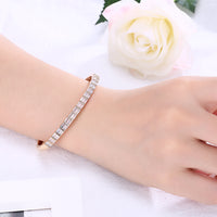 Emerald Cut Swarovski Elements Cuff Bangle- White, Bracelet, Golden NYC Jewelry, Golden NYC Jewelry jewelryjewelry deals, swarovski crystal jewelry, groupon jewelry,, jewelry for mom, 