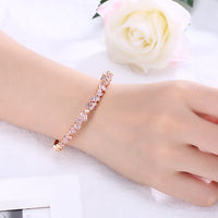 Assymetrical Baguette Cut Swarovski Elements Bangle- Pink, Bracelet, Golden NYC Jewelry, Golden NYC Jewelry jewelryjewelry deals, swarovski crystal jewelry, groupon jewelry,, jewelry for mom, 