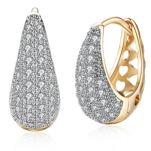 Austrian Crystals 18mm Pave Heart Filigree Teardrop Huggie  Earring