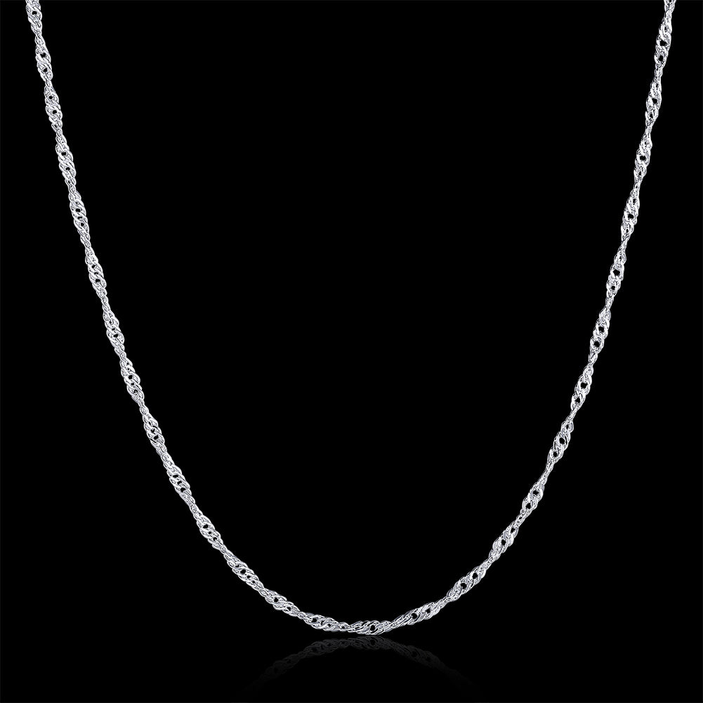 18K White Gold Plated Twisted Roc Chain Necklace, , Golden NYC Jewelry, Golden NYC Jewelry jewelryjewelry deals, swarovski crystal jewelry, groupon jewelry,, jewelry for mom,
