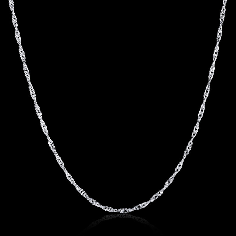 18K White Gold Plated Twisted Roc Chain Necklace, , Golden NYC Jewelry, Golden NYC Jewelry jewelryjewelry deals, swarovski crystal jewelry, groupon jewelry,, jewelry for mom,