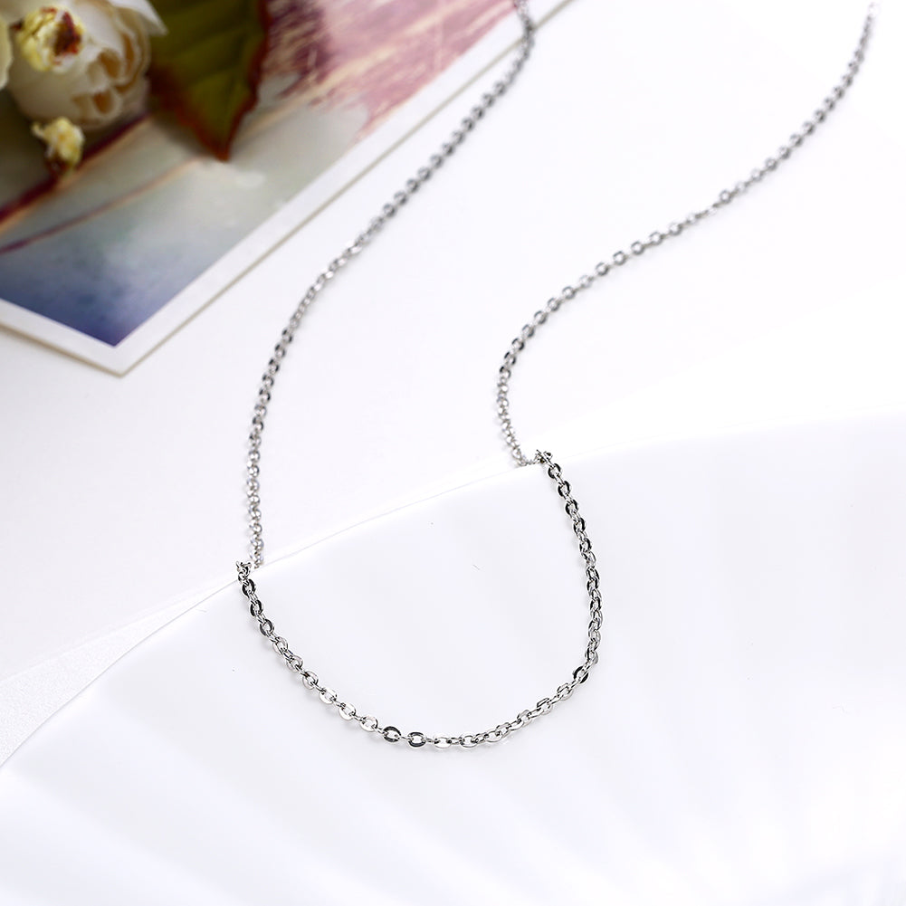 18K White Gold Plated Sleek Chain Necklace – Golden NYC