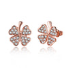 Austrian Elements Pav'e Clover Studs in 14K Rose