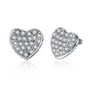 Micro-Pave Swarovski Elements Heart Shaped Studs in 18K White Gold