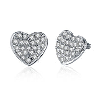 Micro-Pave Swarovski Elements Heart Shaped Studs in 18K White Gold