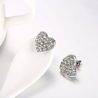 Micro-Pave Swarovski Elements Heart Shaped Studs in 18K White Gold