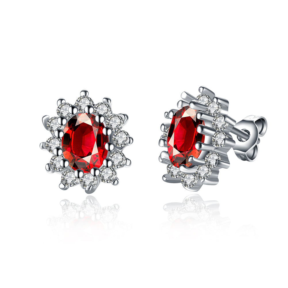 Sapphire Stud Earrings Set in 18K White Gold Plated - Golden NYC Jewelry www.goldennycjewelry.com fashion jewelry for women