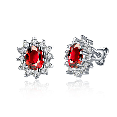 Sapphire Stud Earrings Set in 18K White Gold Plated - Golden NYC Jewelry www.goldennycjewelry.com fashion jewelry for women