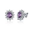 Sapphire Stud Earrings Set in 18K White Gold Plated - Golden NYC Jewelry www.goldennycjewelry.com fashion jewelry for women