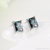 Mystic Topaz Princess Cut Earrings in 18K White Gold