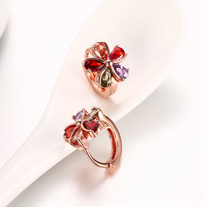 Rainbow Floral Austrian Clip On in 14K Rose Gold