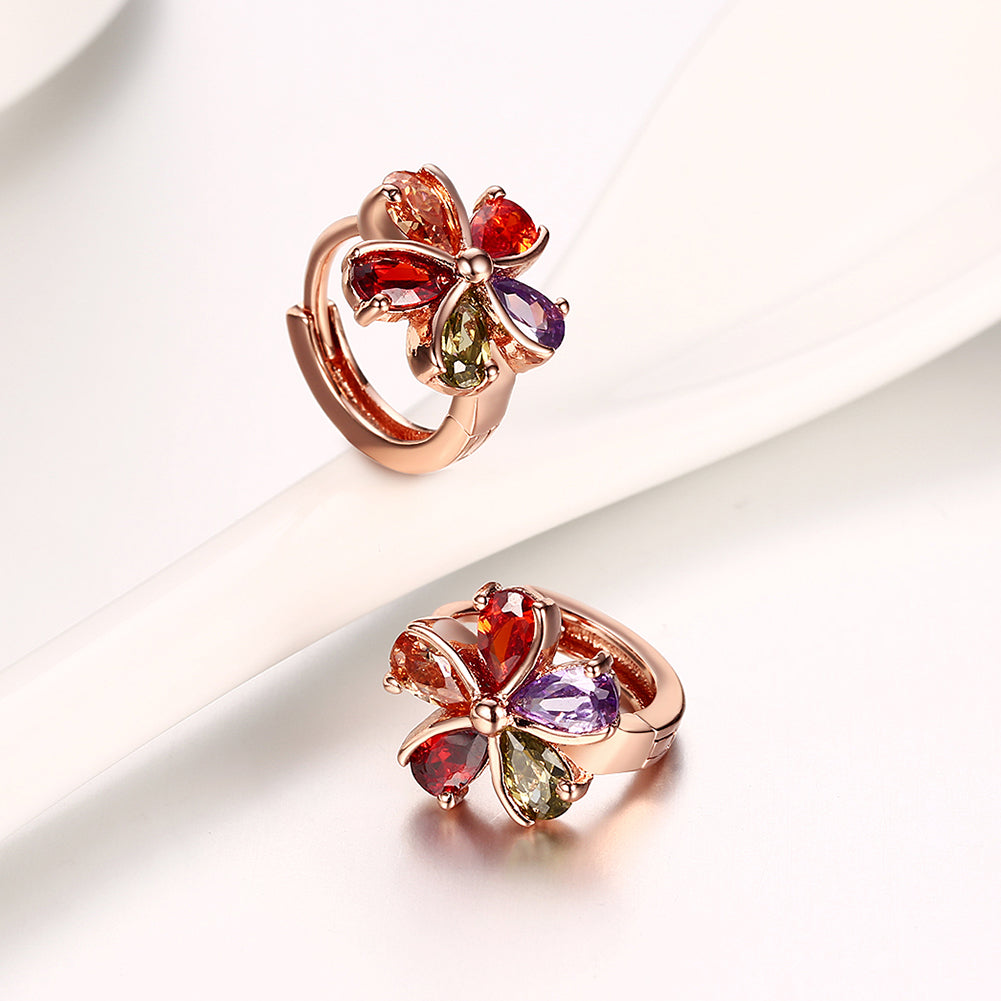 Rainbow Floral Austrian Clip On in 14K Rose Gold