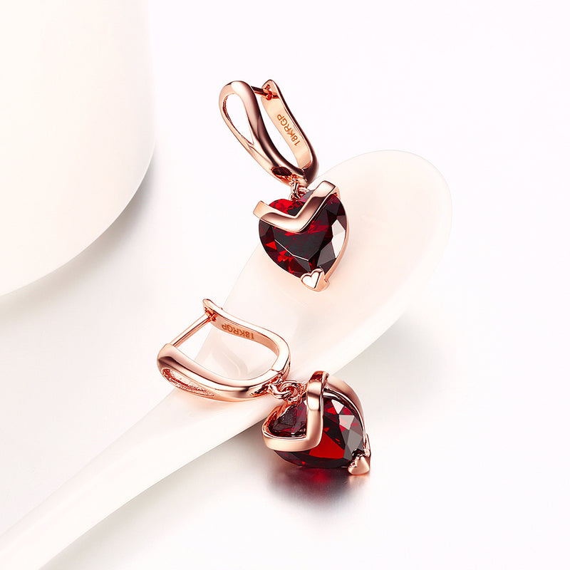 Red Heart Shaped Drop Earrings