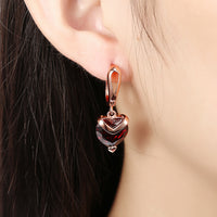 Red Heart Shaped Drop Earrings