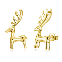 18K Gold Plated Classic Reindeer Design Stud Earrings - Three Options Available, , Golden NYC Jewelry, Golden NYC Jewelry jewelryjewelry deals, swarovski crystal jewelry, groupon jewelry,, jewelry for mom,