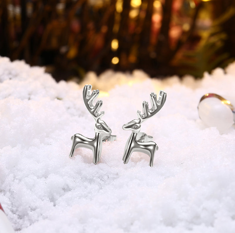 18K Gold Plated Classic Reindeer Design Stud Earrings - Three Options Available, , Golden NYC Jewelry, Golden NYC Jewelry jewelryjewelry deals, swarovski crystal jewelry, groupon jewelry,, jewelry for mom,