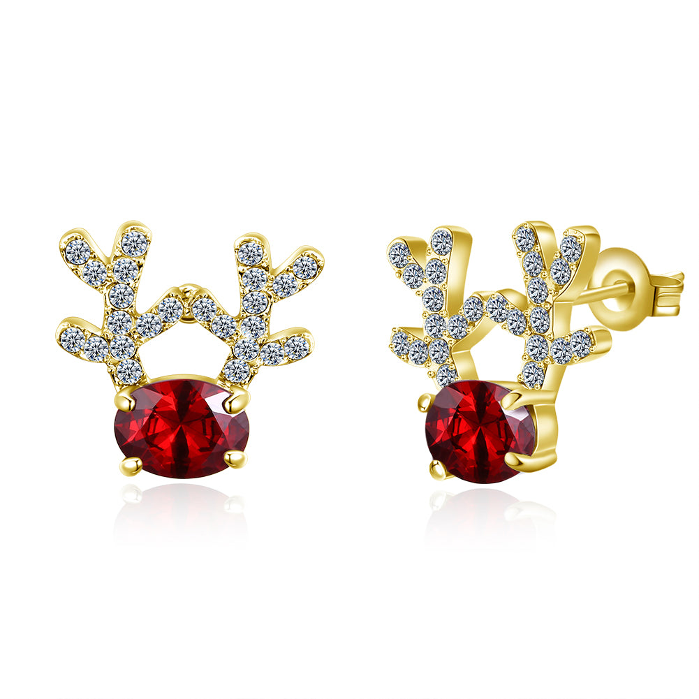 14K Gold Plated Christmas Reindeer Elements Earrings- Multiple Options Available