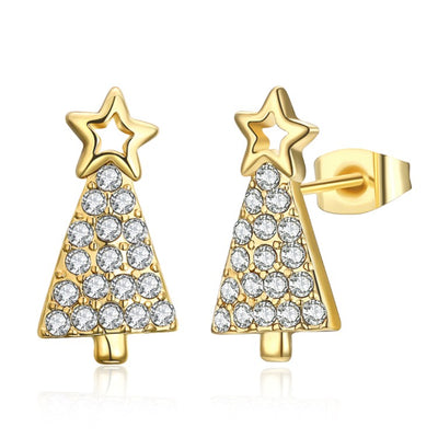 Swarovski Crystal Filled Christmas Tree Stud Earrings