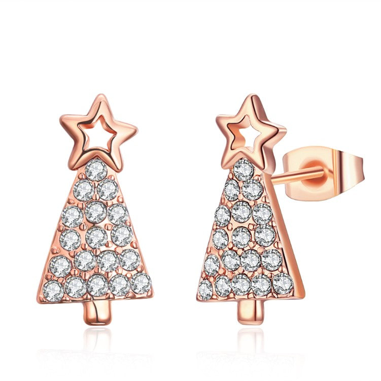 Austrian Crystal Filled Christmas Tree Stud Earrings