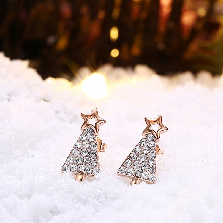 Swarovski Crystal Filled Christmas Tree Stud Earrings
