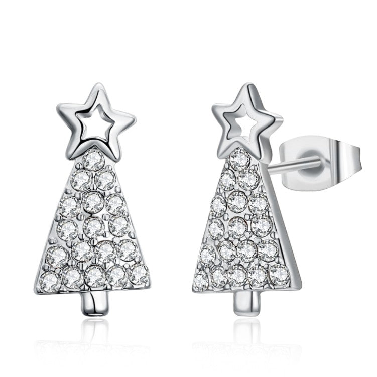 Swarovski Crystal Filled Christmas Tree Stud Earrings