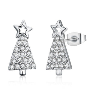 Austrian Crystal Filled Christmas Tree Stud Earrings