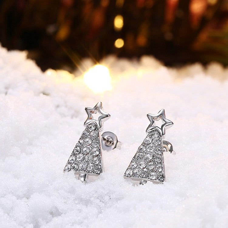 Swarovski Crystal Filled Christmas Tree Stud Earrings