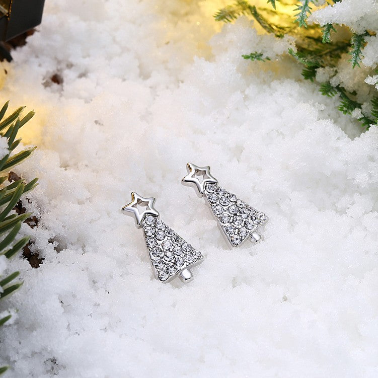 Austrian Crystal Filled Christmas Tree Stud Earrings