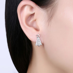 Austrian Crystal Filled Christmas Tree Stud Earrings