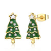 Christmas Tree Stud Austrian Elements Earrings in 14K Gold Plating- Multiple Options Available