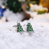 Christmas Tree Stud Austrian Elements Earrings in 14K Gold Plating- Multiple Options Available