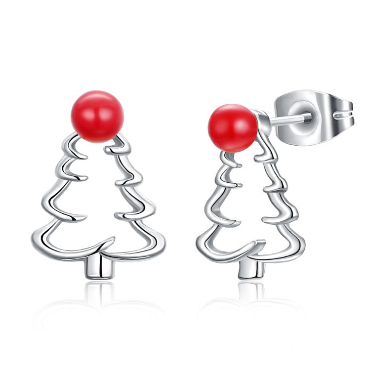 18K White Gold Plated Laser Cut Christmas Tree Stud Earring, Earring, Golden NYC Jewelry, Golden NYC Jewelry  jewelryjewelry deals, swarovski crystal jewelry, groupon jewelry,, jewelry for mom,