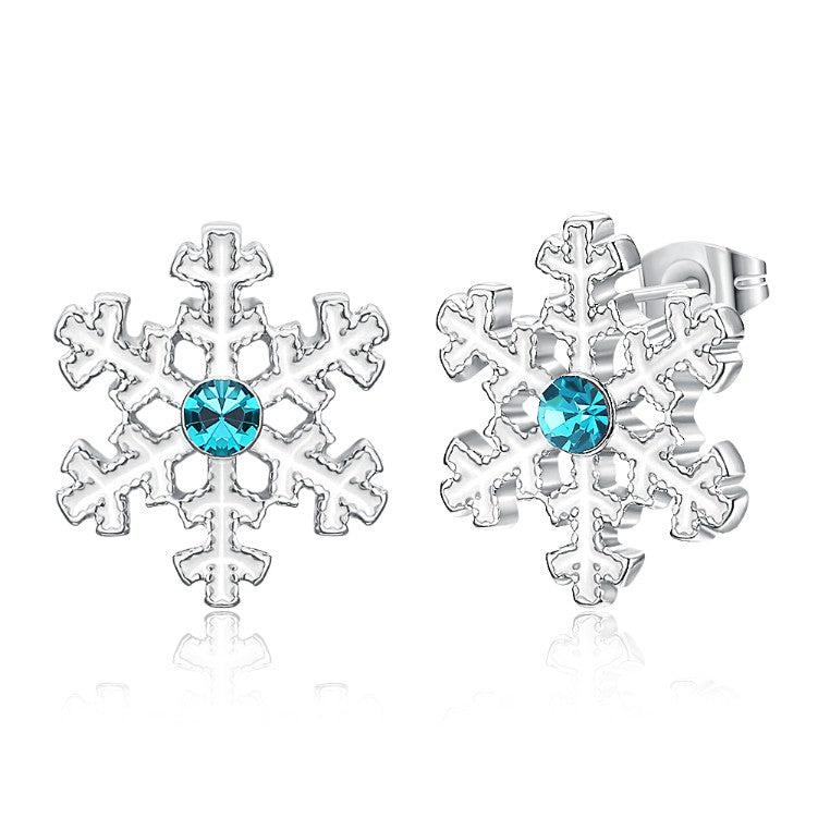 Winter Snowflake Textured Stud Earring