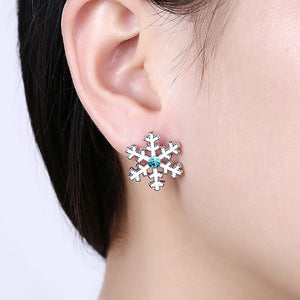 Winter Snowflake Textured Stud Earring