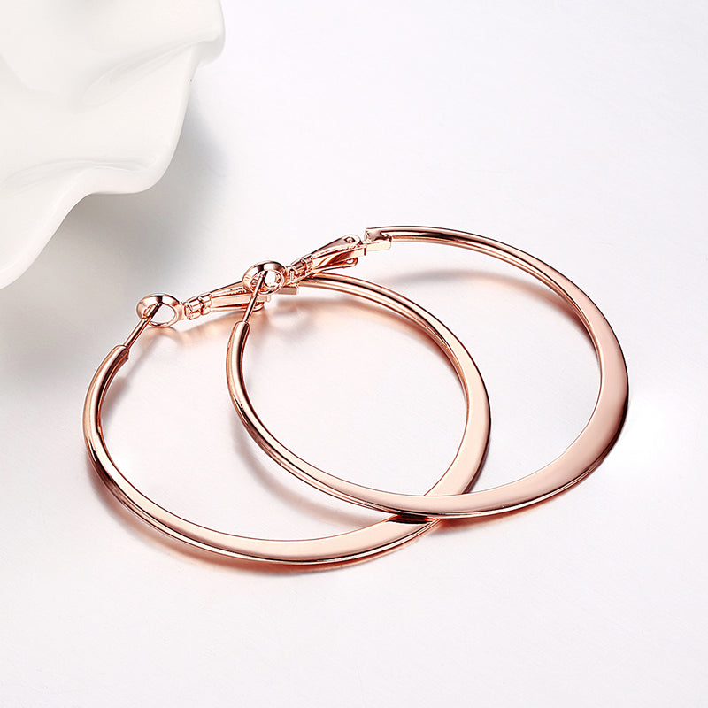 42mm Flat Hoop Earring in 18K Rose Gold Plated, Earring, Golden NYC Jewelry, Golden NYC Jewelry jewelryjewelry deals, swarovski crystal jewelry, groupon jewelry,, jewelry for mom,