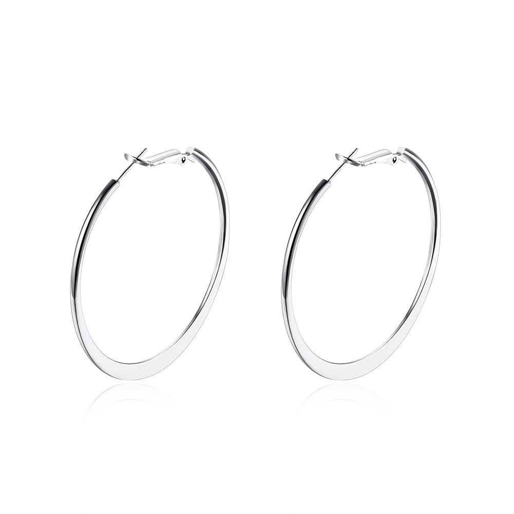 42mm Flat Hoop Earring in 18K White Gold Plated, Earring, Golden NYC Jewelry, Golden NYC Jewelry jewelryjewelry deals, swarovski crystal jewelry, groupon jewelry,, jewelry for mom,