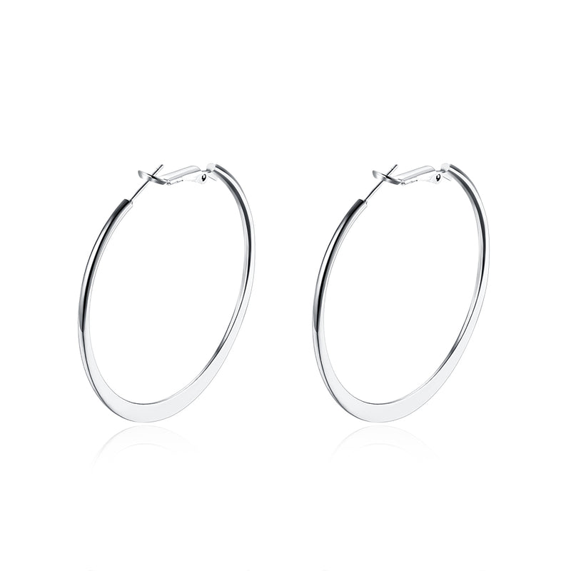 42mm Flat Hoop Earring in 18K White Gold Plated, Earring, Golden NYC Jewelry, Golden NYC Jewelry jewelryjewelry deals, swarovski crystal jewelry, groupon jewelry,, jewelry for mom,