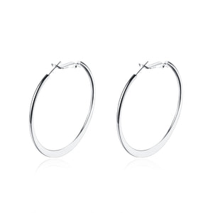 42mm Flat Hoop Earring in 18K White Gold Plated, Earring, Golden NYC Jewelry, Golden NYC Jewelry  jewelryjewelry deals, swarovski crystal jewelry, groupon jewelry,, jewelry for mom,