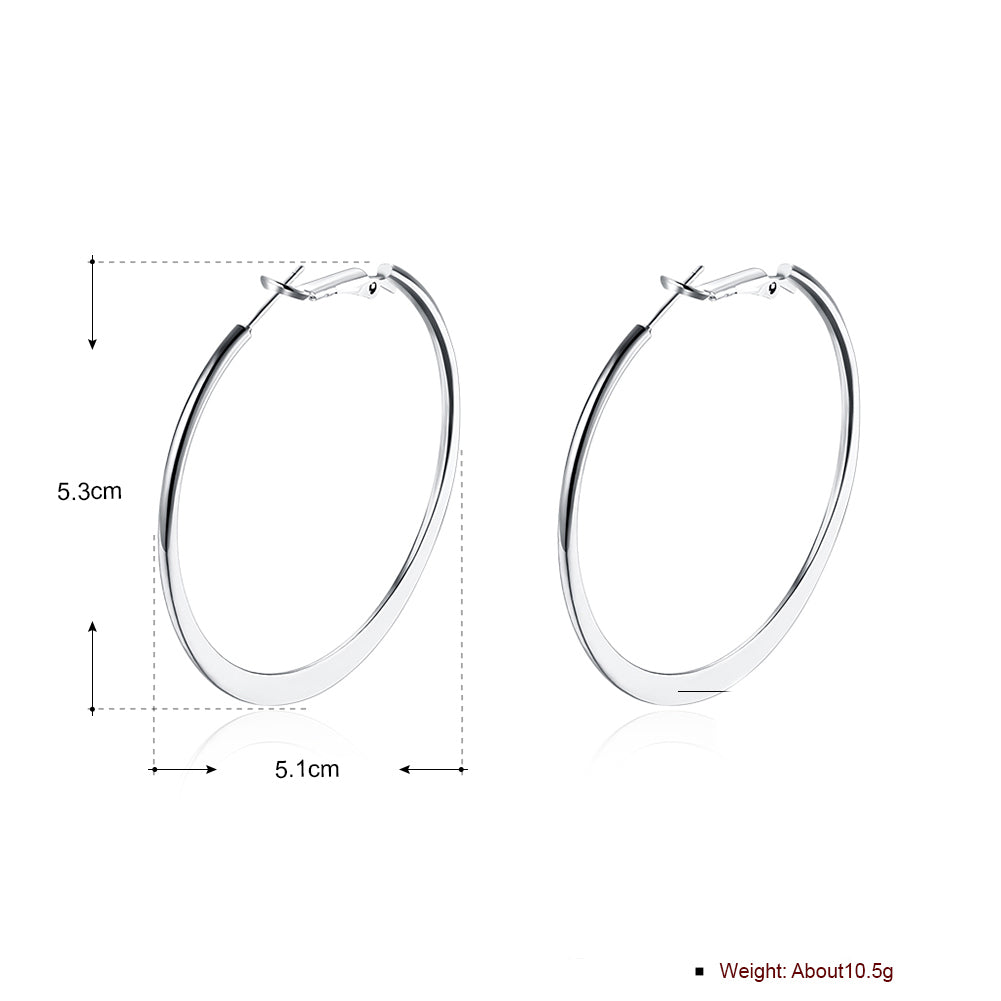 42mm Flat Hoop Earring in 18K White Gold Plated, Earring, Golden NYC Jewelry, Golden NYC Jewelry jewelryjewelry deals, swarovski crystal jewelry, groupon jewelry,, jewelry for mom,