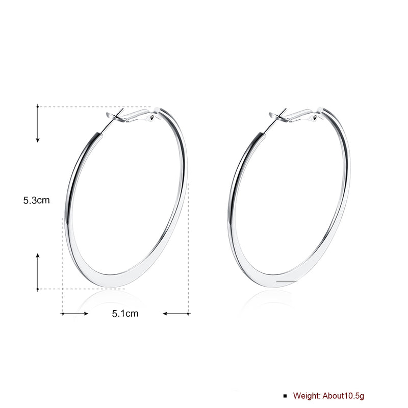 42mm Flat Hoop Earring in 18K White Gold Plated, Earring, Golden NYC Jewelry, Golden NYC Jewelry jewelryjewelry deals, swarovski crystal jewelry, groupon jewelry,, jewelry for mom,