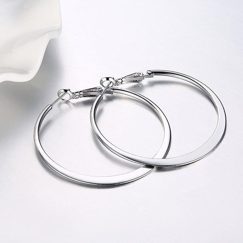 42mm Flat Hoop Earring in 18K White Gold Plated, Earring, Golden NYC Jewelry, Golden NYC Jewelry jewelryjewelry deals, swarovski crystal jewelry, groupon jewelry,, jewelry for mom,