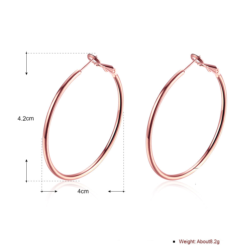 42mm Round Hoop Earring in 18K Rose Gold Plated, Earring, Golden NYC Jewelry, Golden NYC Jewelry jewelryjewelry deals, swarovski crystal jewelry, groupon jewelry,, jewelry for mom,