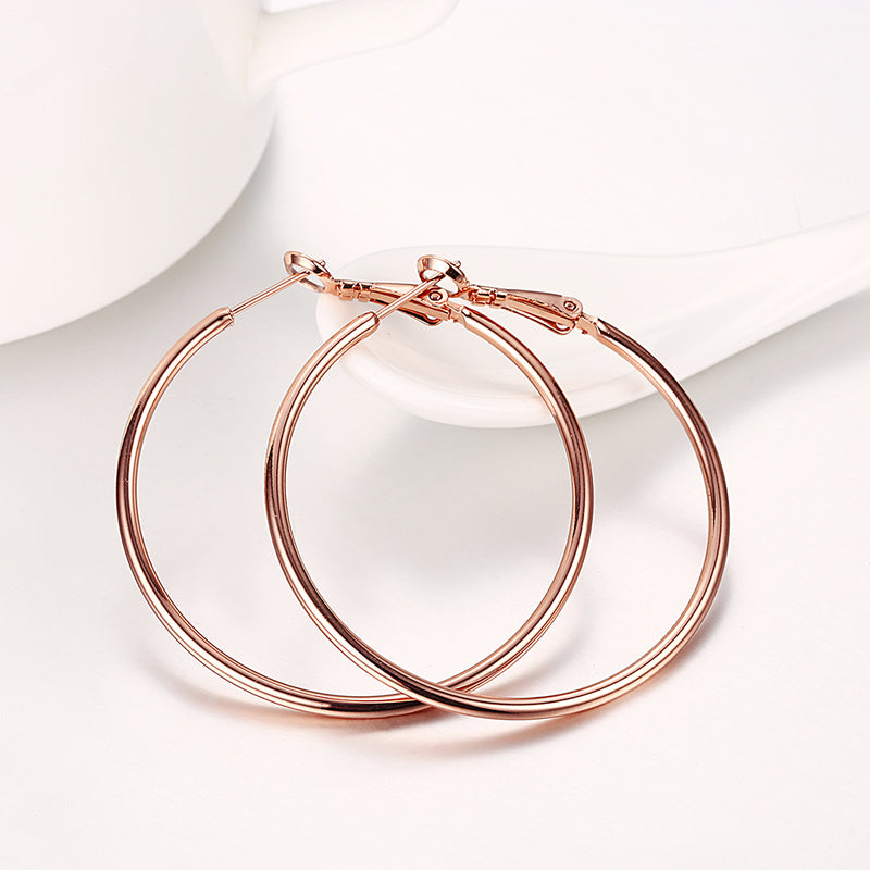 42mm Round Hoop Earring in 18K Rose Gold Plated, Earring, Golden NYC Jewelry, Golden NYC Jewelry  jewelryjewelry deals, swarovski crystal jewelry, groupon jewelry,, jewelry for mom,