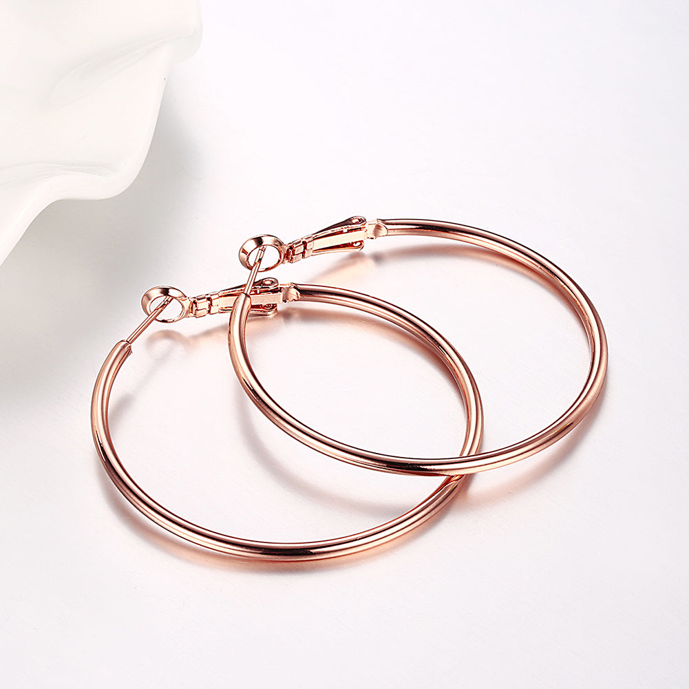 42mm Round Hoop Earring in 18K Rose Gold Plated, Earring, Golden NYC Jewelry, Golden NYC Jewelry jewelryjewelry deals, swarovski crystal jewelry, groupon jewelry,, jewelry for mom,