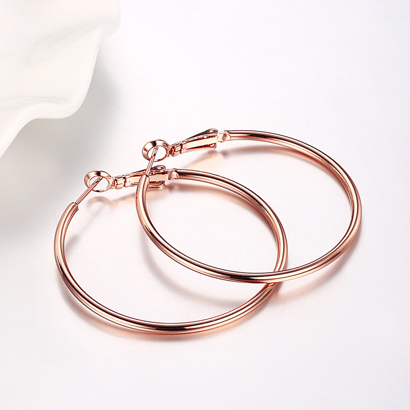 42mm Round Hoop Earring in 18K Rose Gold Plated, Earring, Golden NYC Jewelry, Golden NYC Jewelry jewelryjewelry deals, swarovski crystal jewelry, groupon jewelry,, jewelry for mom,