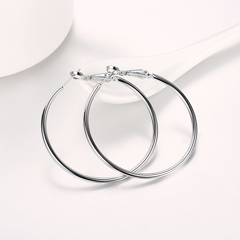 42mm Round Hoop Earring in 18K White Gold Plated, Earring, Golden NYC Jewelry, Golden NYC Jewelry jewelryjewelry deals, swarovski crystal jewelry, groupon jewelry,, jewelry for mom,