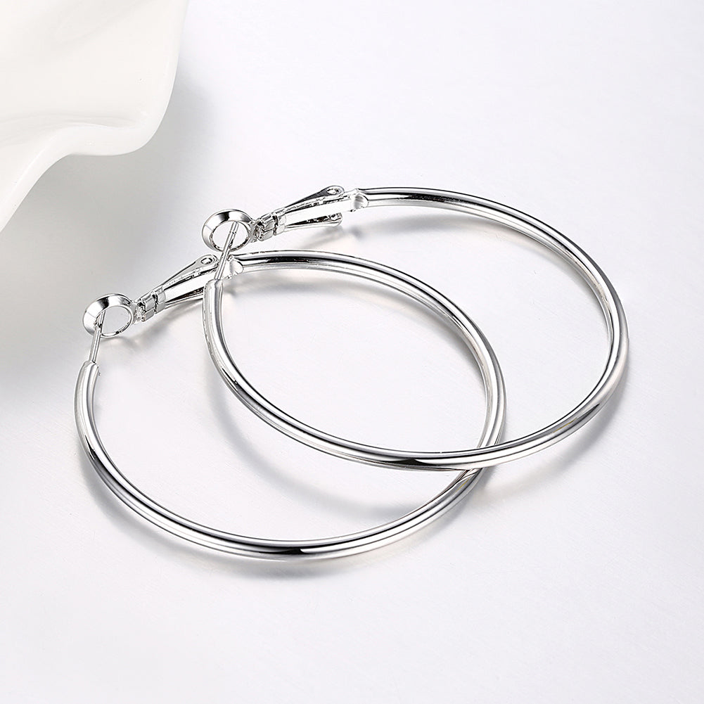 42mm Round Hoop Earring in 18K White Gold Plated, Earring, Golden NYC Jewelry, Golden NYC Jewelry jewelryjewelry deals, swarovski crystal jewelry, groupon jewelry,, jewelry for mom,