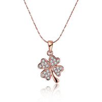 Swarovski Crystal Clover Necklace in 18K Rose Gold Plated